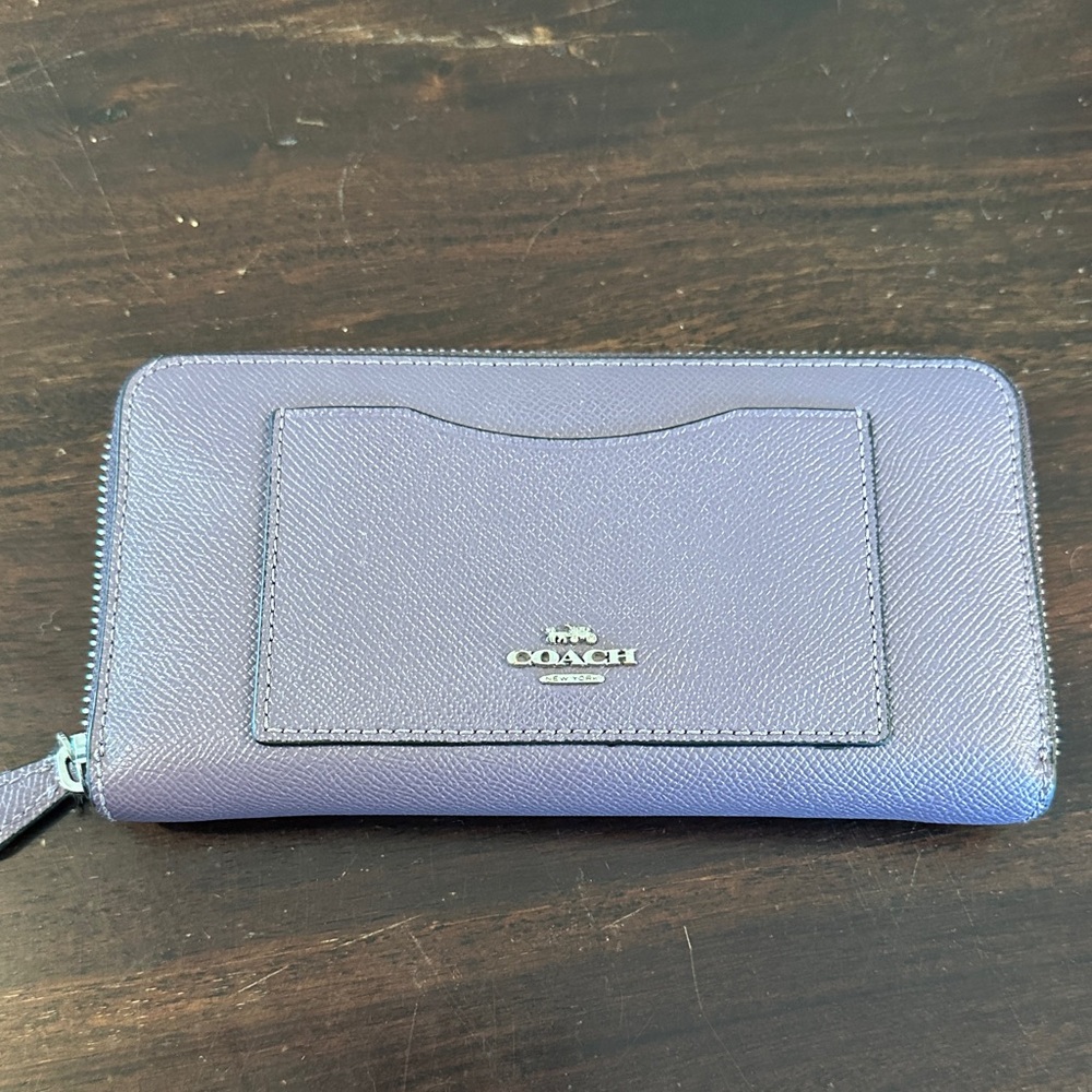 Coach Lavender Zip-Around Wallet